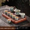 Conjunto de Chá Kung Fu Flores Azuis da Fornalha Ru Cerâmica Bule Viga Tigela Flutuante Xícara de Chá Bandeja de Chá Luxo Acessível Doméstico de Ponta