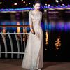 Vestido de Noite Host Classy Acessível Luxo de Nicho Cor Champagne Longo Novo Estilo Elegante Longo para Mulheres