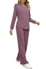 Traje Casual Holgado Simple de Color Sólido Estilo Europeo y Americano para Mujer 2026, Ropa de Casa Texturizada con Cordón para Mujer de Otoño