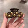 Presilha de tubarão de pérola cor champanhe requintada de Dongdaemun, nova presilha de cabelo cravejada de diamantes, leve e luxuosa, adequada para penteados semi-presos, versátil para mulheres