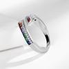 Fabricante de joias Chengda Atacado Cross-border High-end Rainbow Color Zircon Anel Feminino Anel de dedo indicador Simples Nicho Mão Jóias