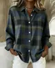 Camisa de Mujer Rayas Cuadros Estampado Digital 3D Moda Casual Commuter Transfronteriza Temu Amazon