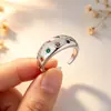 Anillo Cielo Estrellado de Diamantes de Colores Venta Directa de Fábrica Dulce Fresco Lujo Ligero Moda Estilo Personalidad Tendencia Temperamento Anillo Abierto Fuente de Suministro
