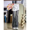Jeans de Mujer Retro Americano de Gama Alta Versátiles para Otoño/Invierno Sueltos Streetwear Pierna Ancha Caída Pierna Recta Pantalones Largos