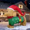 1,5m Cruzamento de Fronteira Inflável de Natal Modelo a Ar Chapéu de Natal Dachshund Luz LED Layout de Local Decoração de Quintal Enfeites