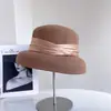 Elegante Sombrero de Lana con Pantalla de Lámpara Estilo Socialité para Mujer, Versátil Sombrero de Cubo para Invierno, Elegante y Cálido Sombrero de Pescador