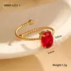 Moda Transfronteiriça Simples Cravação em Garra Zircônia Oval Aço Inoxidável Anel Alto Padrão Luxo Leve Europeu e Americano Anel Aberto Venda Direta