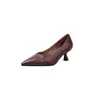 Sapatos de Trabalho de Couro Bovino Perfurado, Respiráveis, Resistentes a Odores, Salto Médio, 2026 Primavera, Bico Fino, Couro Genuíno, Corte Baixo, Sapatos Individuais Perfurados para Mulheres