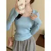 Camada base feminina com gola redonda, coleção outono/inverno, estilo de alta qualidade, novo suéter de outono 2026, camada interna primavera/outono, top de tricô com gola baixa