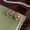 Aretes colgantes de aceite de gota rojo vino estilo francés para mujer, aretes retro elegantes de alta gama, moda de lujo ligero, aretes de estilo antiguo al por mayor