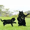 [Estilo Grande] Arte para Jardín de Gatos Arte de Hierro Set de Siluetas de Gatitos Decoración para Patio Exterior Inserto en el Suelo del Jardín