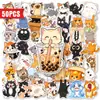 50 nuevas pegatinas de emoji de gato divertidas transfronterizas, lindo gatito de mascota de dibujos animados, pegatinas decorativas impermeables DIY