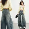 Jeans Scimitar Lavados Vintage Degradados de Cintura Alta Pierna Ancha Sueltos Adelgazantes Versátiles Rectos Pantalones Plátano XS-XL