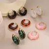 Moda Otoño e Invierno Transfronteriza Europea y Americana Pendientes de Acero Inoxidable Resina Maillard Retro para Mujer Joyería de Oreja de Personalidad Exagerada Venta al por Mayor