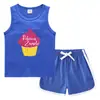Chal de Verano 2023 para Niños Pantalones Cortos Camiseta Básica Casual Coreana Absorción de Sudor Dulce Conjunto de Camiseta sin Mangas Interior para Niños