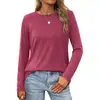 Base de Comércio Exterior Feminina Europeia e Americana Camiseta Básica Feminina de Inverno Solta de Gola Redonda Tamanho Grande Camiseta Interna de Seda de Leite