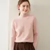 Suéter básico de cachemira de cuello medio para mujer, cachemira pura, engrosado, holgado, adelgazante, suéter de punto base, ropa interior