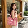 Bolso de hombro a cuadros nuevo, elegante y versátil, bolso de mano de lona ligero de gran capacidad para estudiantes universitarios, bolso para el trabajo para mujeres