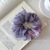 Goma para el pelo scrunchie de gasa tipo nube tie-dye estilo coreano para mujer, temperamento suave vintage, accesorio de alta gama para el pelo, cuerda para el pelo