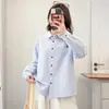 Camisa retro de estilo japonés a rayas Oxford para mujer, alta calidad, corte relajado, adelgazante, chaqueta versátil de manga larga, moda estudiantil