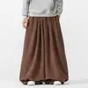 Calças Largas Tendência Masculinas Estilo Chinês Outono e Inverno Calças de Veludo Retas Tamanho Plus Estilo Japonês Calças Harem Cor Sólida