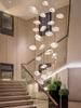 Lustre de Escada Duplex Apartamento Loft Casa Suspenso Sala de Estar Restaurante Hotel Designer Criativo Lâmpada Nuvem de Vidro