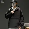 Jaqueta pullover com zíper parcial para homens, novo estilo primavera/outono, jaqueta moletom com capuz da marca japonesa da moda para adolescentes
