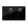 Interruptor de Luz LED de Gran Apertura Enchufe Panel de Espejo de Vidrio Templado Negro Interruptor de Luz Interruptor Redondo Jipu