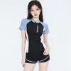 Traje de baño deportivo conservador de dos piezas para mujer, nuevo estilo, que cubre el abdomen y te hace lucir más delgada, adecuado para piscinas de adultos, aguas termales y entrenamiento, al por mayor