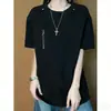 Camiseta de Verano para Hombre con Cremallera, Hombro Recto y Mangas Cortas, Acolchada, con Tachuelas, de Alta Resistencia, Estilo Americano