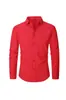 Camisa de Negocios Casual para Hombre de Manga Larga, Color Sólido, Elástica en Cuatro Direcciones, Fácil Cuidado, Talla Europea, Personalizable