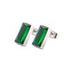 Pendientes nuevos transfronterizos de nicho simple europeo y americano de alta calidad para hombres y mujeres, pendientes rectangulares de cristal verde de acero de titanio.