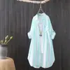 Nueva Camisa Larga de Gasa para Mujer Ropa con Protección Solar Manga Larga Diseño de Moda Holgada Versátil Elegante Ropa de Abrigo para Mujer