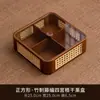 Caixa Organizadora Empilhável Cor de Noz com Tampa para Frutas Secas, Bandeja Estilo Chinês para Lanches e Sementes, Prato de Frutas, Caixa para Conjunto de Chá da Sala de Estar