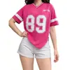 Verão Transfronteiriço Novo Estilo Europeu e Americano Ins Simples Estilo de Rua Versátil Casual Solto Estampa de Letras Camiseta Feminina de Manga Curta