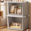 Caja de almacenamiento para mascotas con doble puerta, caja de arena para gatos, caja de almacenamiento con tapa, cama a prueba de polvo para gatos y perros, suministros para mascotas apilables de múltiples capas