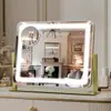 Espelho de Maquiagem de Mesa com Luz, Espelho de Penteado Inteligente USB, Luz Ajustável de Três Cores, Espelho de Maquiagem Quadrado de LED, Dedicado para Maquiadores
