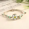 Pulsera de Cerámica Hecha a Mano con Cuentas, Estilo Antiguo Étnico, Flor Incrustada en Piedra, para Mujeres, Estilo a Juego para Novias, Diseño Tejido, Suministro Directo del Fabricante
