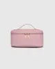 Bolsa de Maquillaje Personalizada Estampado de LOGOTIPO PU de Grano Cruzado Gran Capacidad Neceser Simple de Alta Gama Portátil Estuche de Maquillaje Cosméticos