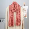 Bufanda Transfronteriza de Nuevo Estilo para Mujer, Temporada de Primavera, Bufanda plisada de Gasa de Bali, Chal de Viaje, Pañuelo de Cabeza Bohemio Versátil de Color Sólido