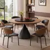 Mesa de Jantar Vintage de Madeira Maciça Estilo Francês para Uso Doméstico, Mesa Redonda Pequena para Apartamento Estilo Retrô Nogueira, Conjunto de Mesa e Cadeiras de Jantar Estilo Antigo