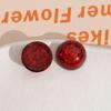 Parche de pendientes de resina de corazón rojo geométrico plateado semitransparente de epoxi, cuadrado redondo, accesorios de joyería DIY al por mayor