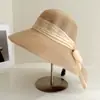 Sombrero de Pescador Estilo Chino Tie-Dye con Lazo y Ribete de Encaje para Mujer, Sombrero de Paja Transpirable para el Sol de Verano, Sombrero de Sol de Moda