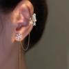 Pendientes de Borla de Mariposa de Diamante Nuevos de TikTok Diseño de Nicho Clip de Oreja de Flor Avanzado Alambre para Oreja Pendientes de una Sola Pieza