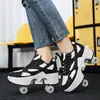 2025 Nuevo Un Botón Encoger Polea de Cuatro Ruedas Ruedas de Cordones Patines de Velocidad para Adolescentes Zapatos Heelo Voladores para Hombre