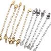 Ouro 18K Real Aço Inoxidável Pingente Coração de Pêssego Corrente de Cauda Fecho Lagosta Conserva de Cor Corrente de Extensão Final Acessórios de Corrente DIY