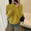 Cardigã de malha com gola semi-alta em estilo delicado para mulheres, novo casaco suéter estilo coreano outono e inverno 2026, top de alta qualidade, macio e aconchegante