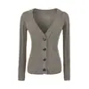 Cardigan de Punto con Rayas Verticales Estilo Coreano, Cuello en V Profundo, Manga Larga, para Mujer, Otoño 2026, Nuevo Lanzamiento, Ceñido a la Cintura, Ajustado, Abrigo Suéter Top