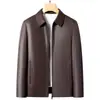 Chaqueta de Piel para Padres de Mediana Edad y Mayores, Nuevo Estilo Otoño 2026, Cuello Solapa, Chaqueta de Piel con Cremallera