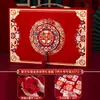 Caixa de Joias Dourada Três Peças para Casamento, Sacola de Presente, Caixa de Joias para Noivado, Caixa de Dote, Caixa de Armazenamento de Ferragens para Casamento